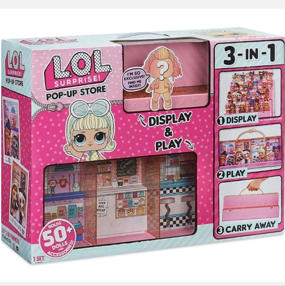 LOL SURPRISE POP-UP STORE 3 IN 1 HOLDS 50 DOLLS CARRY CASE - Picture 1 of 4